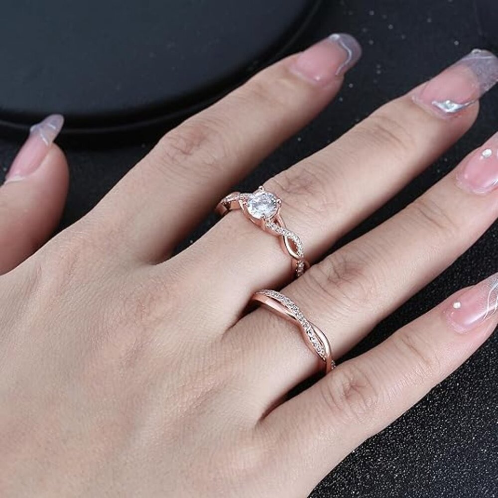 Twist CZ Engagement Rings for Women by Ginger Lyne - Picture 4 of 14